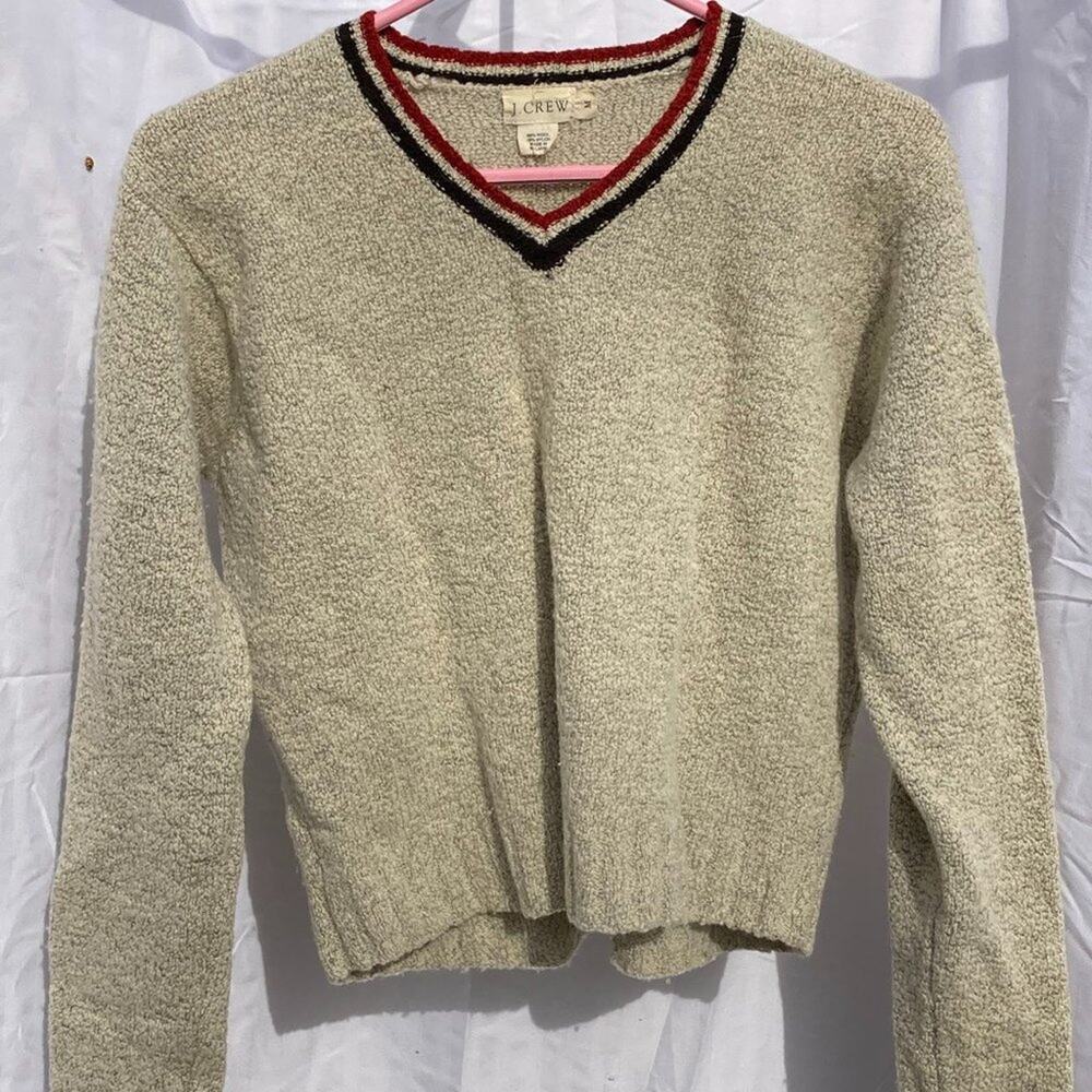 J.Crew Women's Beige V-Neck Sweater - SIZE M - Great Condition
